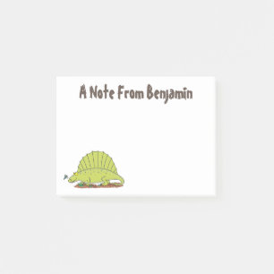 Funny grönt dimetrodon tecknad dinosaur post-it block