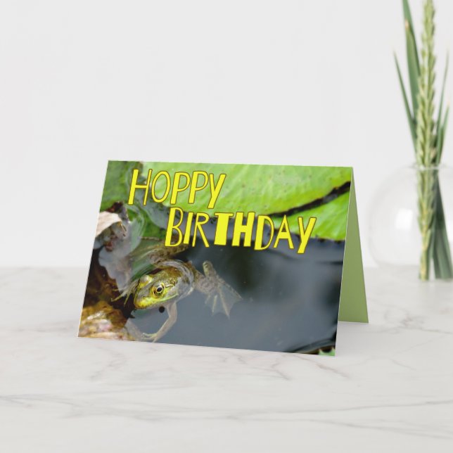 Funny Grönt Frog Hoppy Birthday Card Kort (Framsida)