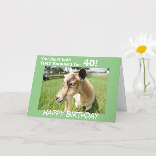 Funny Grönt Goat Humor Anpassningsbar Birthday Kort (Liten växt)