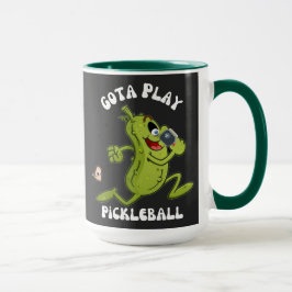 Funny Grönt Gota Play Pickleball Mugg