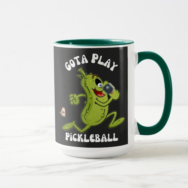Funny Grönt Gota Play Pickleball Mugg (Höger)