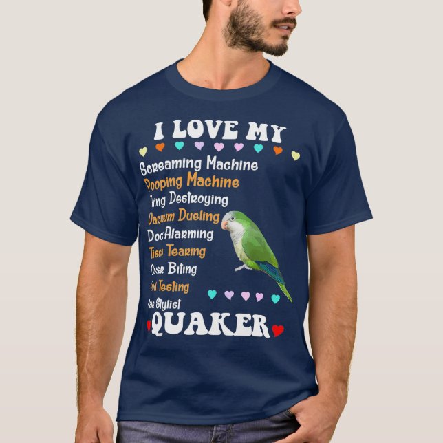 Funny Grönt Quaker Shirt I Kärlek Quaker Parrot T Shirt (Framsida)