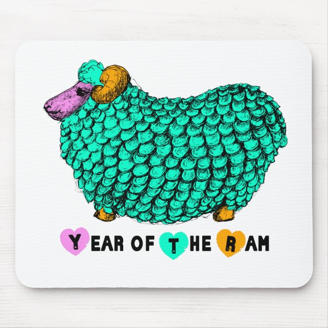 Funny Grönt Ram Chinese Year Zodiac Mousepad Musmatta (Framsidan)