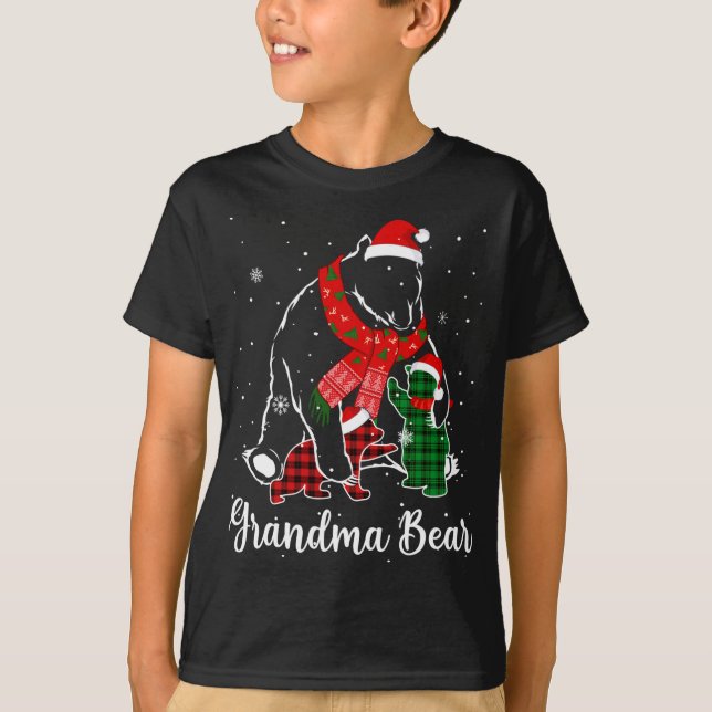 Funny Grönt Red Play Grandma Bear Matching Pajama T Shirt (Framsida)