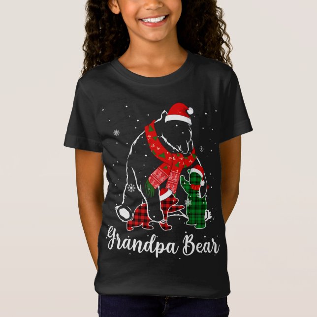 Funny Grönt Red Play Grandpa Bear Matching Pajama T Shirt (Framsida)