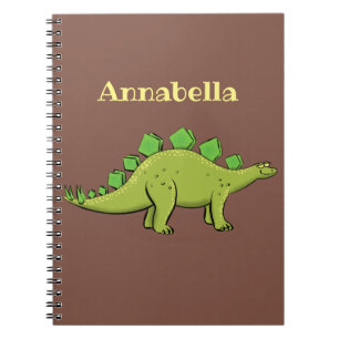 Funny grönt stegosaurus dinosaur tecknad anteckningsbok