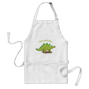 Funny grönt stegosaurus dinosaur tecknad förkläde
