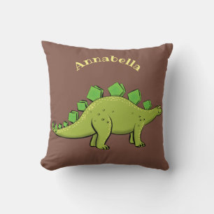 Funny grönt stegosaurus dinosaur tecknad kudde