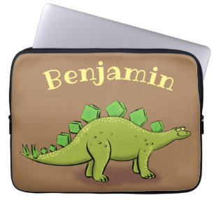 Funny grönt stegosaurus dinosaur tecknad laptop fodral