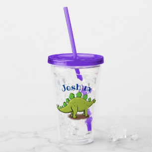 Funny grönt stegosaurus dinosaur tecknad take away mugg