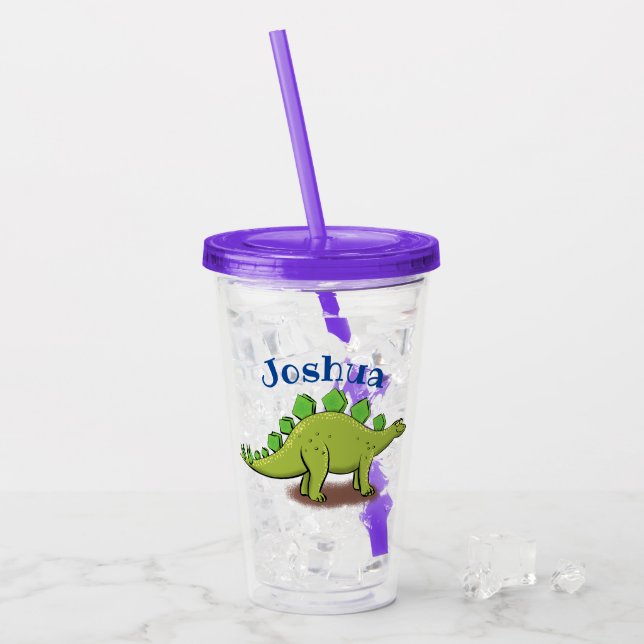 Funny grönt stegosaurus dinosaur tecknad take away mugg (Framsida Ice)
