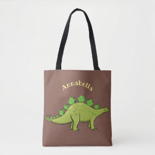 Funny grönt stegosaurus dinosaur tecknad tygkasse