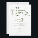 Funny Grönt Weenies & Tinis Martini Födelsedagsfes Inbjudningar<br><div class="desc">Välj det här superskojet Funny Grönt Weenies & Tinis Martini Födelsedagsfest inbjudan-mallen med ett handritat Martini-glas och en uppsättning avdragare! Det här är perfektens inbjudan till en underbar möhippa, bachelorette eller födelsedagsfest! Anpassa designen med din party-information och beställ dina inbjudningar och party-leveranser nu. Texten är anpassade. Du kan anpassa mallen...</div>