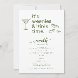 Funny Grönt Weenies & Tinis Martini Födelsedagsfes Inbjudningar