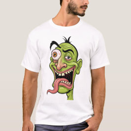 Funny Grönt Zombie Caricature T-Shirt