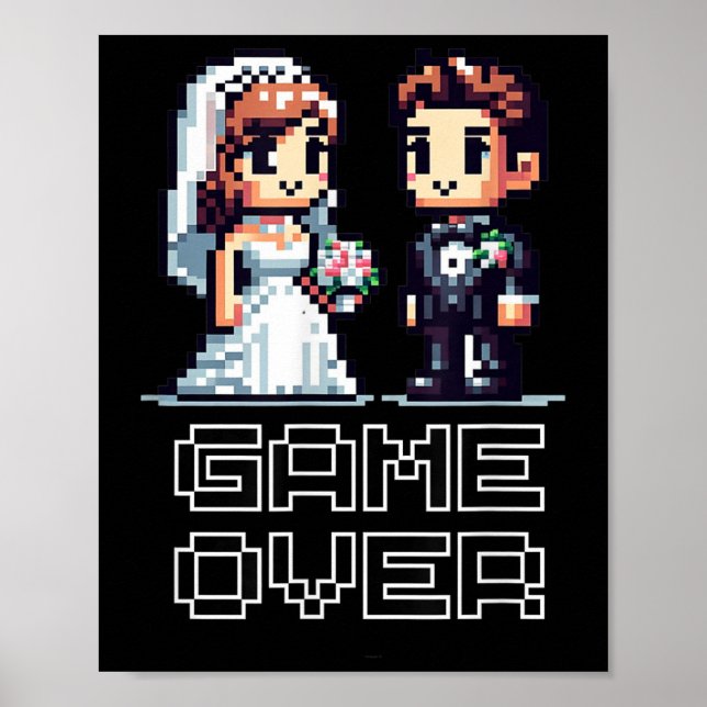 Funny Groom Bride Bröllop Bachelor Party Retro Pix Poster (Framsidan)