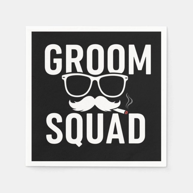 Funny Groom Squad Bröllopsfest Design Pappersservett (Framsidan)