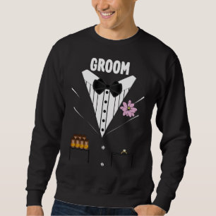 Funny Groom Tuxedo Lång Ärmad Tröja