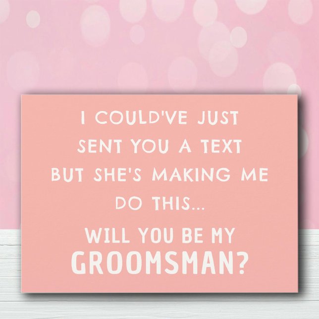 Funny Groomsman Frieri kort | Pastellpersikokort (Funny Groomsman Proposal Card | Pastel Peach Cards)