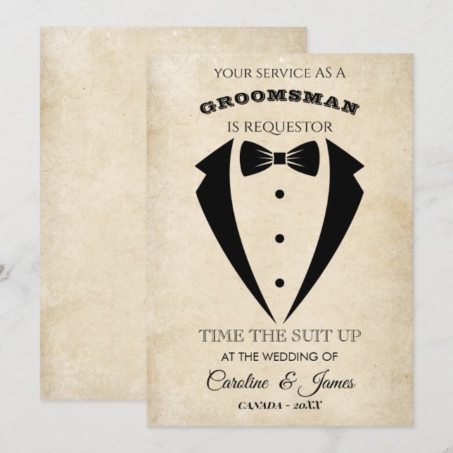 Funny Groomsman  Invitation (Fram/baksida)