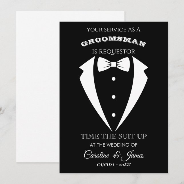 Funny Groomsman  Invitation (Fram/baksida)