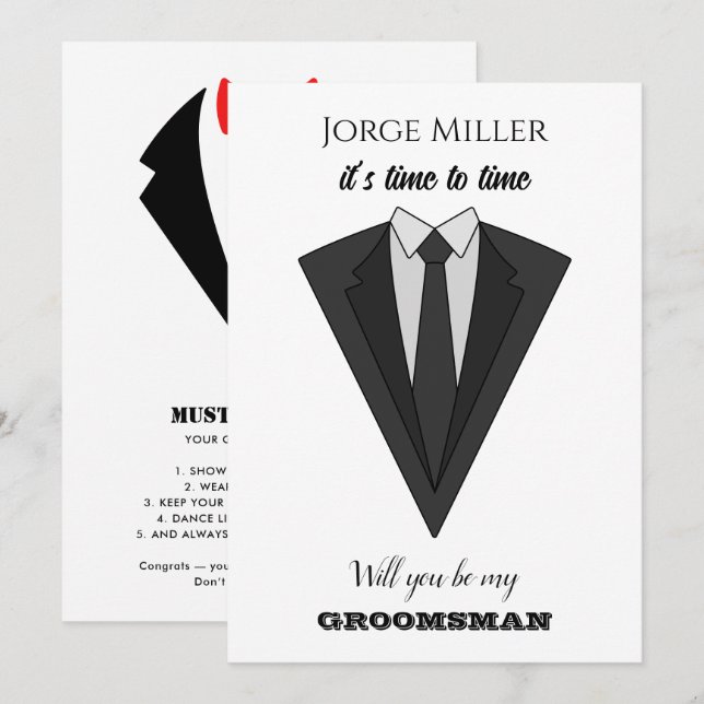 Funny Groomsman  Invitation (Fram/baksida)