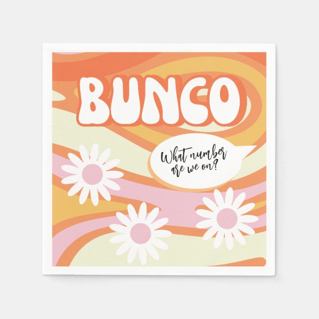 Funny Groovy Orange och Rosa Bunco Night Pappersservett (Framsidan)