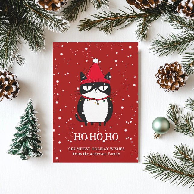 Funny Grouchy Cat Catmas Humor jul Julkort (Skapare uppladdad)