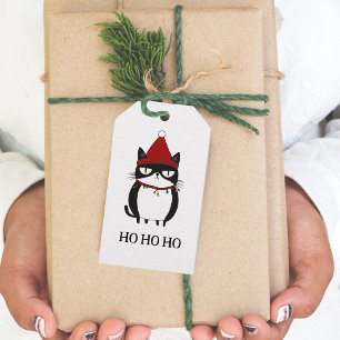 Funny Grouchy Cat Catmas Humor jul Presentetikett