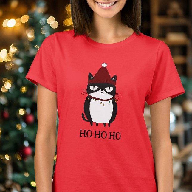 Funny Grouchy Cat Catmas Humor jul T Shirt (Skapare uppladdad)