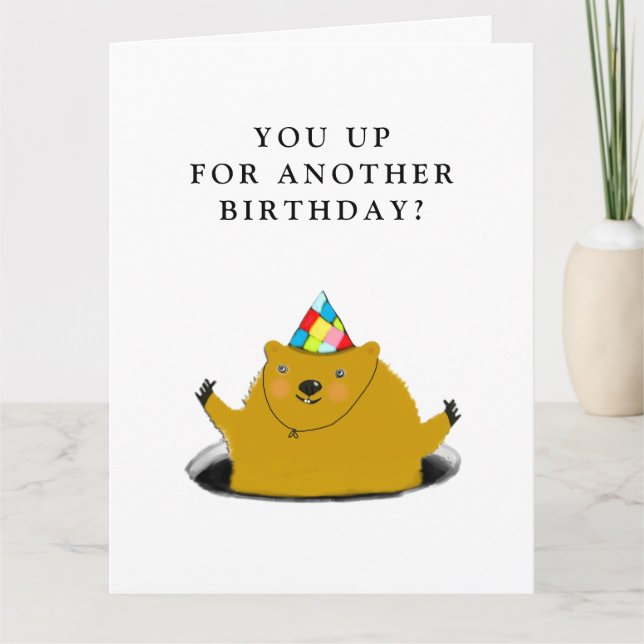Funny Groundhog Day Birthday Kort (Framsida)