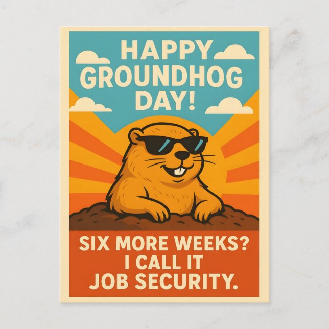 Funny Groundhog Day With Sunglasses Retro Sunshine Vykort (Framsida)