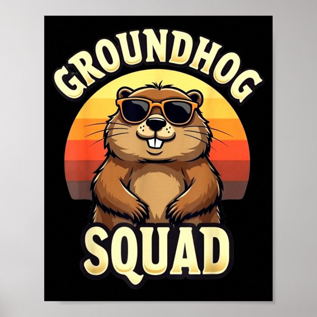 Funny Groundhog Squad Happy Groundhog Day Celebrat Poster (Framsidan)