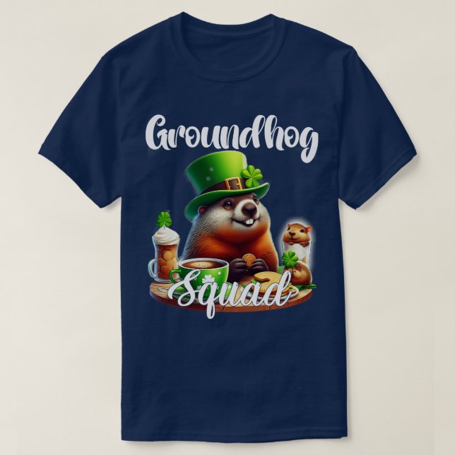 Funny Groundhog Squad Lycklig Groundhog St Patrick T Shirt (Design framsida)