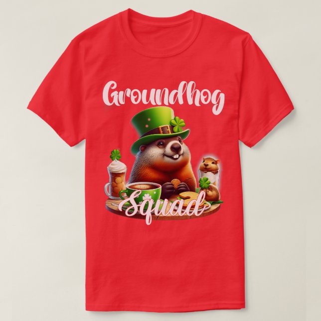 Funny Groundhog Squad Lycklig Groundhog St Patrick T Shirt (Design framsida)