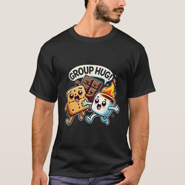Funny Group Hug Marshmellow Smores Outdoor Camping T Shirt (Framsida)