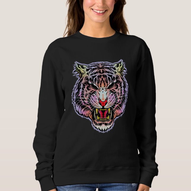 Funny Growling Mouth Open Bengal Tiger Manar Women T Shirt (Framsida)