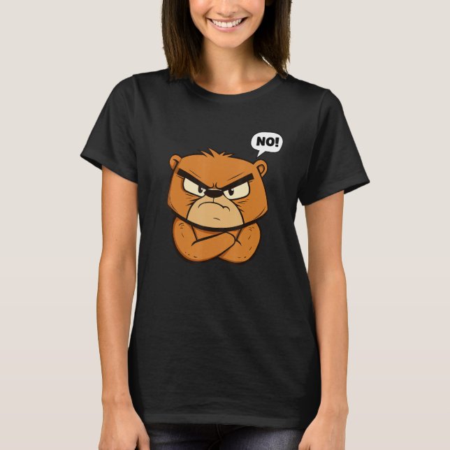 Funny Grumpy Bear - No! T Shirt (Framsida)
