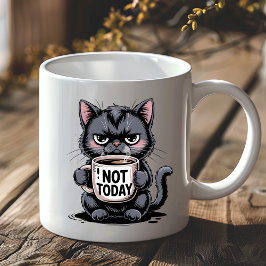 Funny Grumpy Black Cat Lover Not Today Sarcastic Kaffemugg