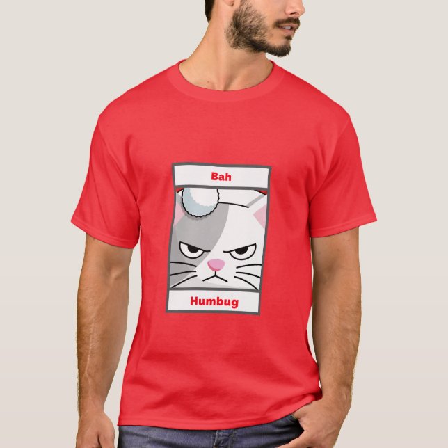 Funny Grumpy Cat Bah Humbug T Shirt (Framsida)