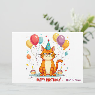 Funny Grumpy Cat Birthday Card – Balloon Overload Kort