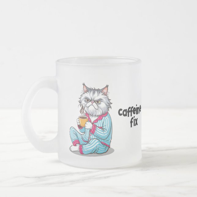 Funny Grumpy Cat Frosted Mugg med ditt namn redige (Vänster)