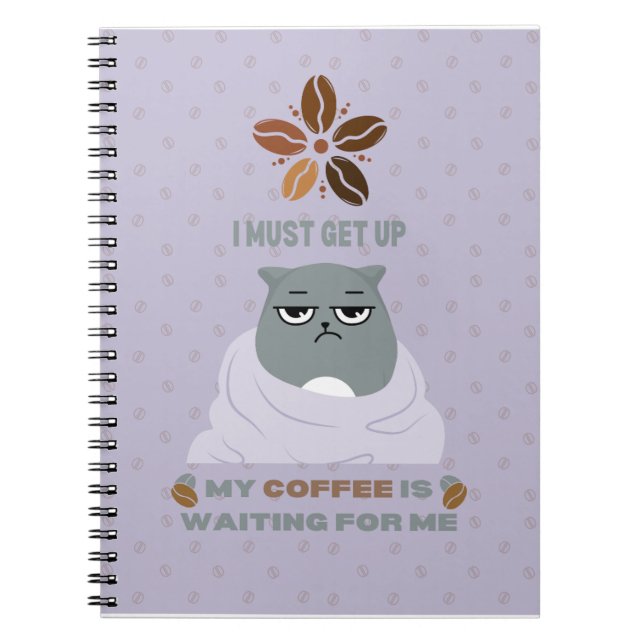 Funny Grumpy Cat i Blanket Coffee Älskare bärbar d Anteckningsbok (Framsidan)
