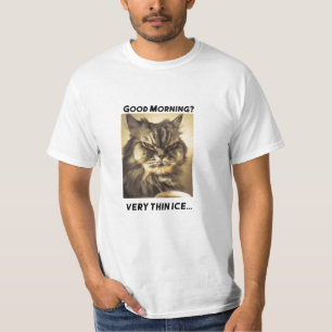Funny Grumpy Cat Morgon Coffee Meme Art T Shirt