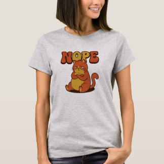 Funny Grumpy Cat "NOPE" T-Shirt - Retro 70s Style