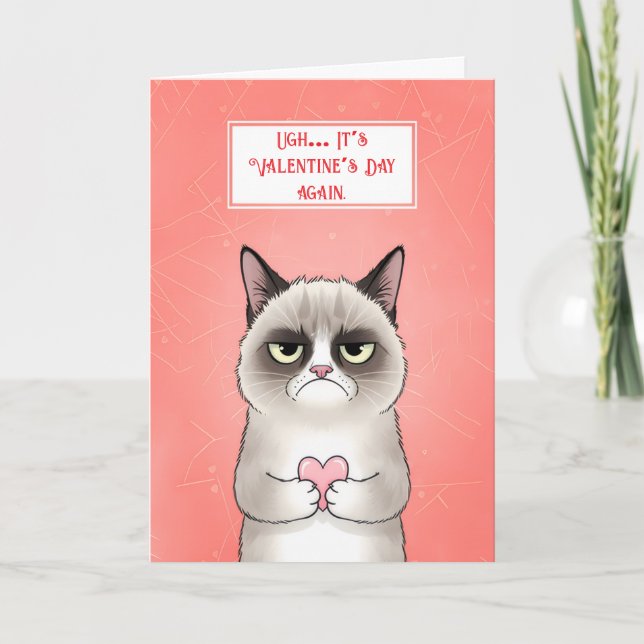 Funny Grumpy Cat Valentine’s Helgkort (Framsida)