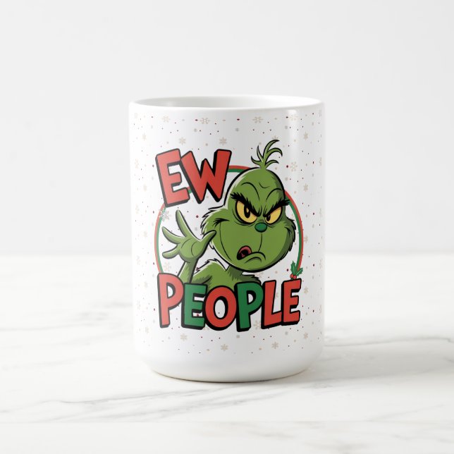 Funny Grumpy Christmas “Ew People” Cartoon Design  Kaffemugg (Center)