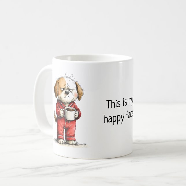   Funny Grumpy Dog - This Is My Happy Face Kaffemugg (Framsida vänster)