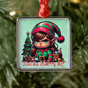 Funny Grumpy Elf jul Julgransprydnad Metall