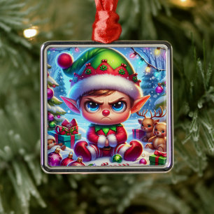 Funny Grumpy Elf jul Julgransprydnad Metall